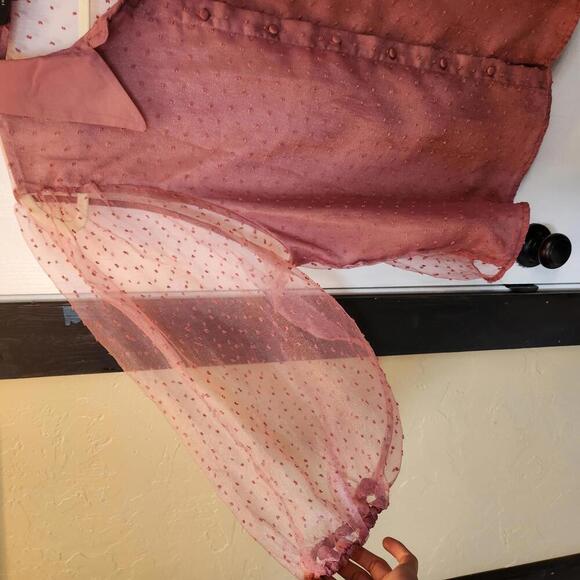 Forever 21+ Women's Blush Polka Dot Sheer Blouse Size 3X - Picture 2 of 9